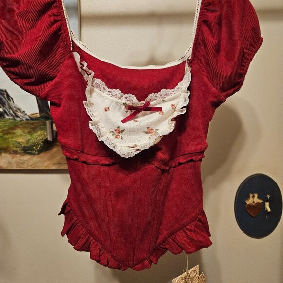 LACEMADE TOP WITH FRONT BONING  NWT - Picture 1 of 4